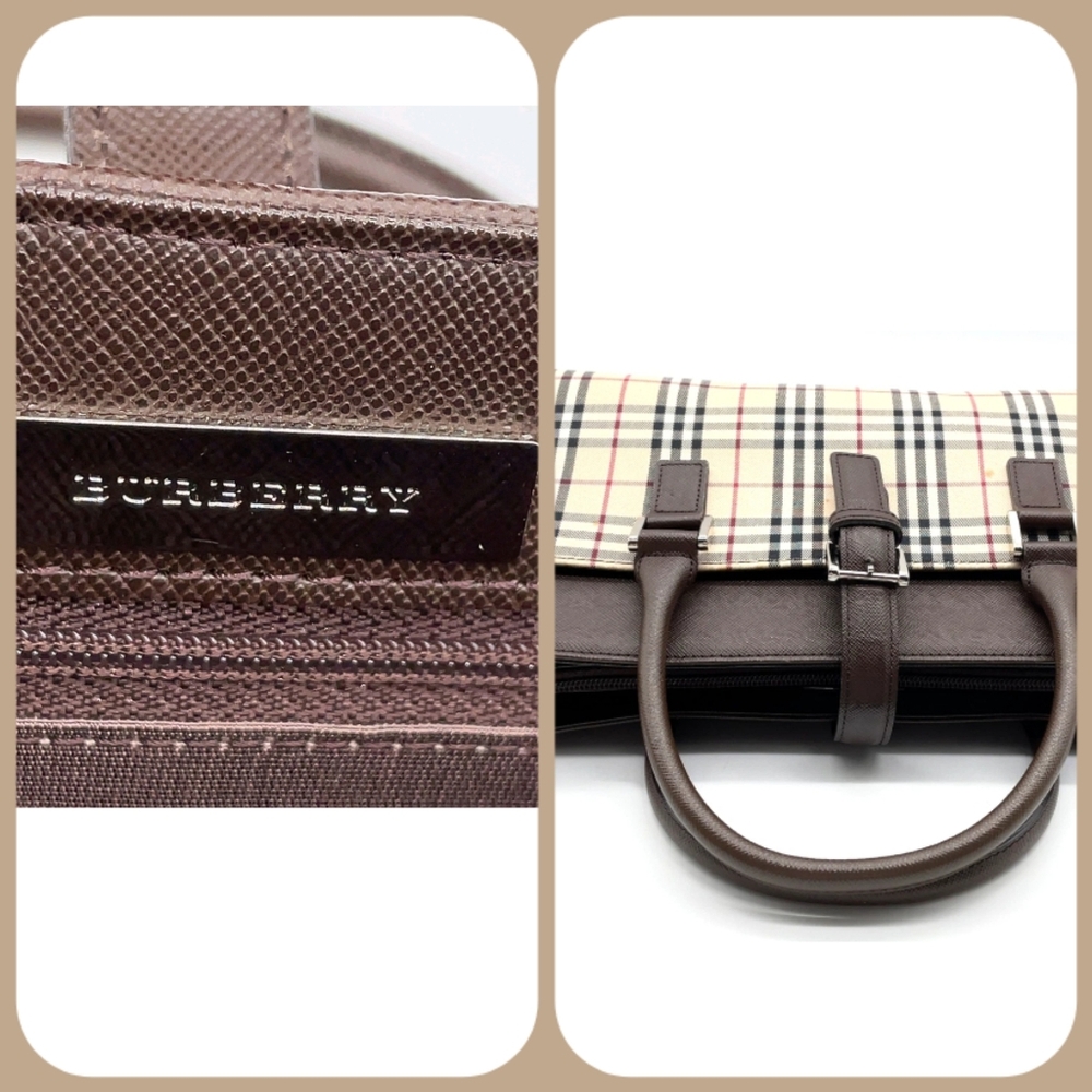 SALE! Authentic Burberry Nova Check Leather Beige/Brown Handbag W/DB - Picture 10 of 14